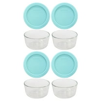 Pyrex 7202 1-Cup Clear Round Glass Food Storage Bowl and 7202-PC Jade Dust Plastic Lid (4-Pack)