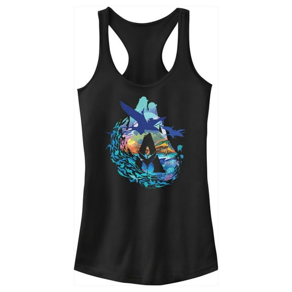Junior's Avatar: The Way of Water Great Leonopteryx Silhouette Scenic Logo  Racerback Tank Top Black Medium