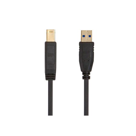 UPC: 0889028127551 | Monoprice USB 3.0 Type-A to Type-B Cable – 6 Feet – Black  Compatible With Monitor  Scanner  Hard Disk Drive  USB Hub  Printers – Select Series