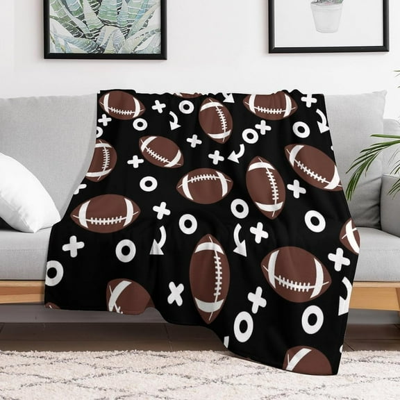 Kuscheln Football Throw Blanket Soft Cute Sport Blankets for Kids Fuzzy Flannel Rugby Game Throw Blankets Football Lover Gifts for Teams Adults Men Women, 50"x60"