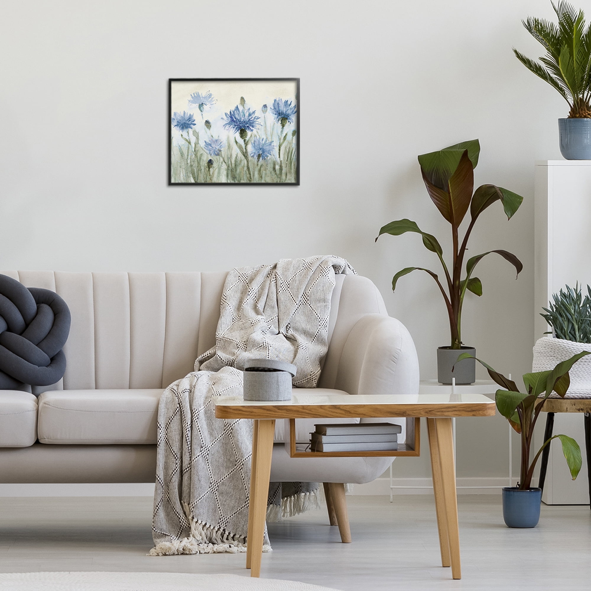 Stupell Industries Blue Cornflowers Meadow Black Framed Giclee Art, design by Lanie Loreth