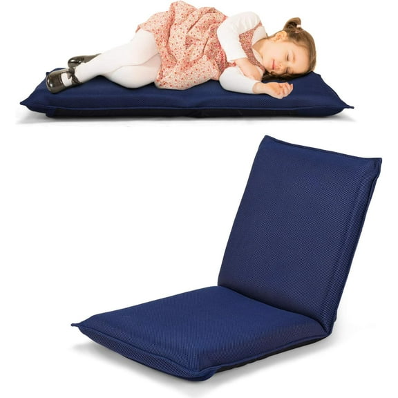 GOFLAME Adjustable Floor Chair, 6-Position Folding Padded Gaming Sofa Chair, Cushioned Back Support, Lazy Sofa for Reading Meditation Games (Navy)