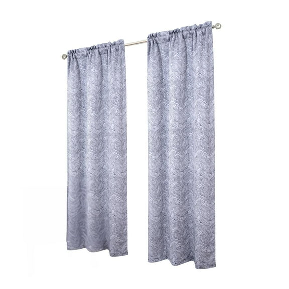 RT Designer Collection Crystal Jacquard Rod Pocket Foam Back Luxurious Modern Design Curtain Panel 54" x 84" Charcoal