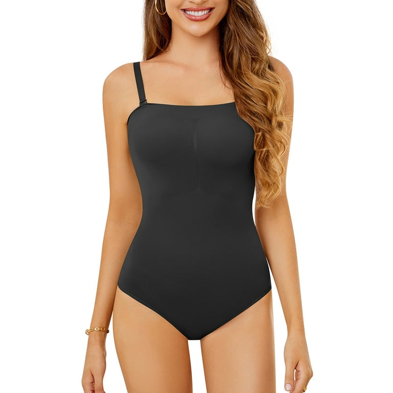  Womens Sexy Strapless Bodysuit One Piece Seamless Ribbed  Triangle Off Shoulder Shapewear Tops Leotard