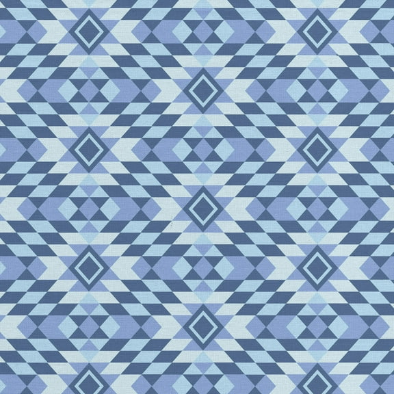 David Textiles 44" x 1 yard Cotton Kilim Pattern Pre-Cut Fabric, Blue