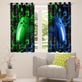 thumbnail image 4 of Gaming 30%-50% Blackout Curtains Bedroom 38"Wx45"L Window Curtains 3D Geometric Gamer Curtains & Drapes,Game Console Window Treatments 2 Panels,Neon Green Blue Black, 4 of 5