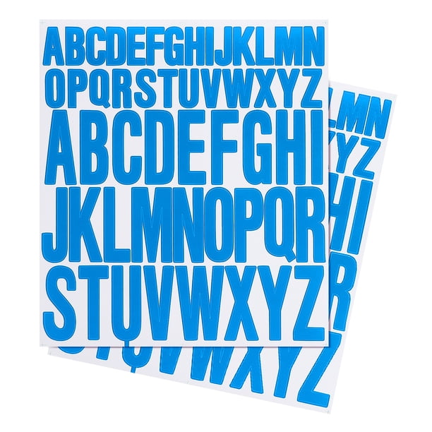 Uxcell Etiquetas de Letras 1 pulgada 2 pulgadas, 12 Hojas de Calcomanías de Letras Adhesivas de Vinilo, Azul Lago