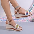 thumbnail image 6 of Women's Platform Espadrilles Sandals 2026 Ethnic Ankle Strap Buckle Casual Wedges Shoes Fashion Open Toe High Heel Summer Dressy Roman Sandals Lightweight Non Slip Walking Shoes, 6 of 7
