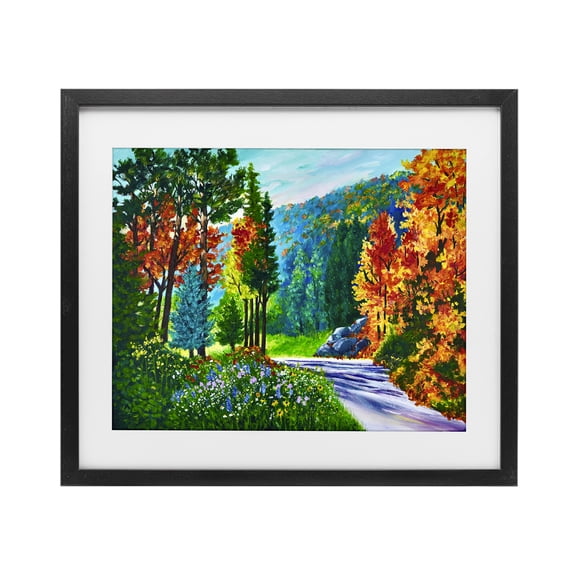 Stupell Industries Cottage Sunlit Autumn Woodland Pathway Black Framed Print Under Glass, 16 x 13, by Lee Ann Zirbes