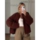 thumbnail image 3 of Chaqueta Retro de lana de cordero con una hilera de botones para mujer, abrigos Vintage de manga larga de gran tamaño con cuello redondo, ropa de calle alta elegante para mujer 2024, 3 of 5