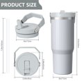 thumbnail image 4 of Modern 30oz Handheld Travel Tumbler with Handle – Double Wall Stainless Steel Insulated Cup, Flip Straw Lid, Leak-Proof & BPA-Free for Hot and Cold Drinks – Durable Coffee & Juice Mug White, 4 of 7