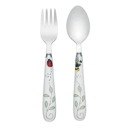 Lenox Butterfly Meadow 7 Piece - Butterfly Meadow Baby Feeding Set with Spoon and Fork, Crafted of silver plate and ceramic By Lenox