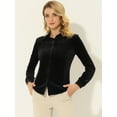thumbnail image 2 of DARING DIVA Women's Office Pocket Front Long Sleeve Button Down Velvet Shirt M Black, 2 of 5