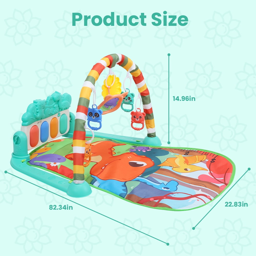 JoyStone Baby Gym Mat with Piano & Lights, Activity Tummy Time Mat for 0-12 Months, Green
