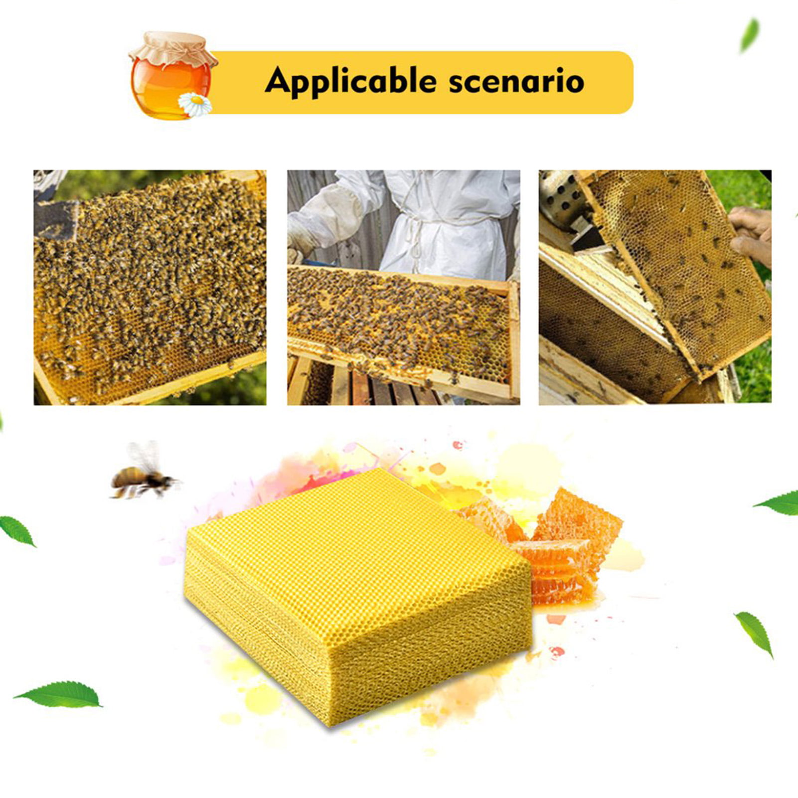 Fairnull 10Pcs Natural DIY Beeswax Sheets Eco-friendly Beekeeping Equipment  Bee Comb Honey Frame for Crafts