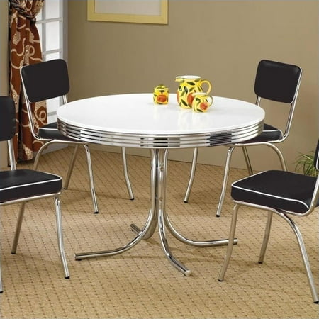 Retro White and Chrome Dining Table