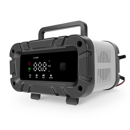 E-FAST Car Battery Chargers 12V Intelligent Pulse Repairing Charge Device Automotive Battery Trickle Maintainer with LCD Digital Display for Car Truck Motorcycle Battery Leadacid Battery Lithium