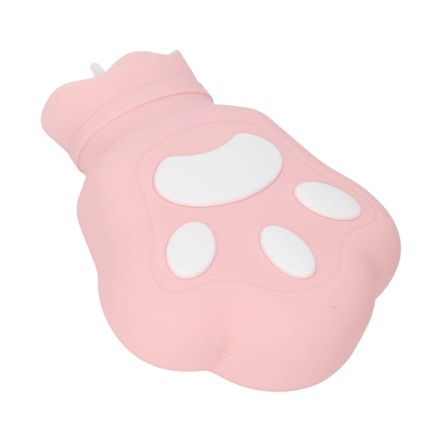Bouillotte, Réutilisable à Double Usage Compacte Mignonne en Silicone Chauffée au Micro-Ondes avec Patte d'Ours, Sac d'Eau Chaude pour Bureau Brun Clair, Jaune Clair, Rose