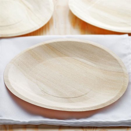 tableware natural birch biodegradable disposable balsacircle pcs plates eco friendly wooden round