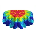 thumbnail image 5 of Rainbow Tie Dye Mandala Pattern Round Tablecloth 60"x60",Wrinkle Wipeable Table Cloth for Kitchen Dining Room Picnic Patio Party, 5 of 6