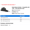 thumbnail image 2 of Brake Master Cylinder - Compatible with 1949 - 1952 Chevy Truck 1950 1951, 2 of 2