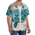 thumbnail image 4 of Balery Watercolor Sea Turtle Men's Casual Button Down Shirt Short Sleeve Textured Summer Cuban Beach Shirts-Large, 4 of 7