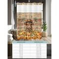 thumbnail image 6 of No Hook Cloth Fabric Shower Curtain with Snap in Liner, Yellow Cattle Fall Waterproof Shower Curtains Set with See Through Top Window, Thanksgiving Pumpkins Maple Leaves Wooden Bath Curtains 72"x78", 6 of 6