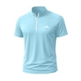 thumbnail image 2 of Blusa y camisa de manga corta con cuello alto para hombre, de verano, de color liso, ajustada, deportiva, con cremallera, de manga corta, con cuello alto., 2 of 5