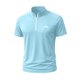 thumbnail image 2 of Blusa y camisa de manga corta con cuello alto para hombre, de verano, de color liso, ajustada, deportiva, con cremallera, de manga corta, con cuello alto., 2 of 5