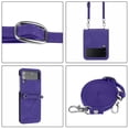 thumbnail image 3 of Dteck for Samsung Galaxy Z Flip 3 Case with Strap, PU Leather Hinge Protection Wristlet Crossbody Lanyard Shoulder Strap Shockproof Protective Case Cover for Samsung Z Flip 3 5G 2021 6.7", Purple, 3 of 5