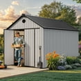 thumbnail image 2 of Uforic 8x12 FT Resin Storage Shed with Floor, Lockable Doors, 2 Vents & 2 Windows for Outdoors, Grey, 2 of 8