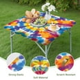 thumbnail image 4 of Colorful Rainbow Tie Dye Spiral Pattern Square Fitted Tablecloth with Elastic Edge,Square Table Cover,Washable Elastic Table Cover for Home Kitchen Party Decor 36"x36", 4 of 6