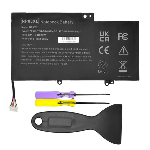 New Battery for HP Pavilion X360 11 13, Envy 15-U Series 11-k047TU 13-A010DX 13-A110DX 15-u010dx 15-u111dx NP03XL HSTNN-LB6L 43Wh
