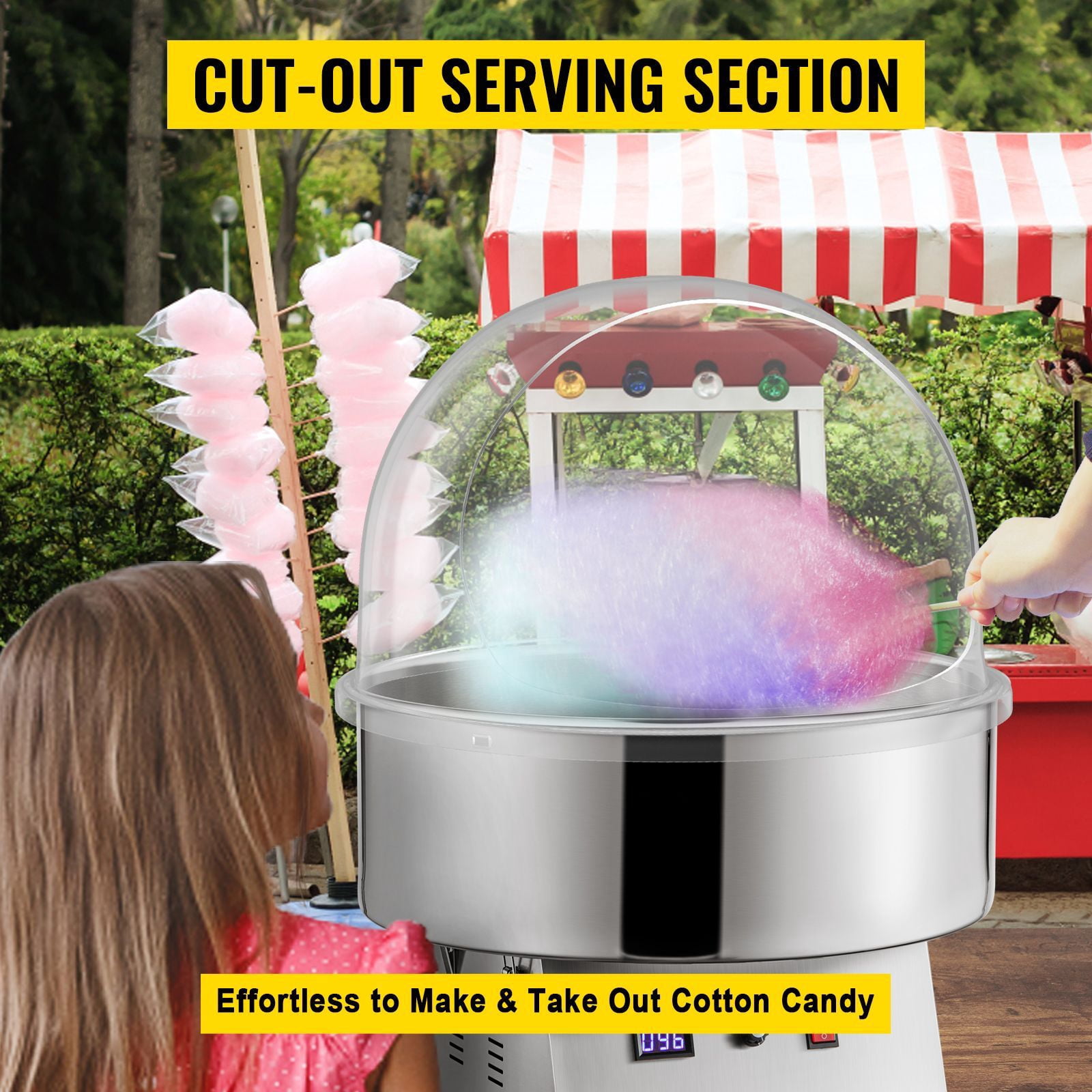 20.5" Clear Plastic Bubble Shield Cover for Commercial Cotton Candy Machine – Universal Fit