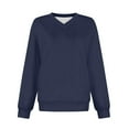 thumbnail image 5 of Stamzod Solid Color Crewneck Sweatshirts Women Long Sleeve Off Shoulder Pullover Tops Casual Classic Womens Sweatshirt Dark Blue C L, 5 of 5