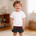 thumbnail image 2 of KPOPLK Toddler Boy Shorts Kids Cotton Shorts Casual Elastic Waist with Drawstring Clothes for Summer 1-12Years Size 4-5 Years,Black, 2 of 5