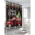 thumbnail image 3 of Merry Christmas Standard Shower Curtain Set, Waterproof Shower Curtains for Bathroom, Xmas Tree Truck Balls Gifts Brown Wood Washable Fabric Cloth Bath Curtain for Bathtub with Hooks 72x72 Inches, 3 of 6