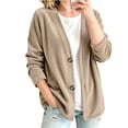 thumbnail image 5 of Qgtaibl Womens Button Down Blouse Corduroy V Neck Long Sleeve Shacket Jackets Fall Loose Fit Casual Cardigan Tops Khaki XXL, 5 of 5