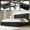 thumbnail image 5 of Merluxy Farmhouse King size Bed Frame with 49" Scalloped Headboard, Platform Bed with Natural Woodgrain Finish, No Boxspring/No Noise, Black, 5 of 9