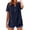 Navy, variant on Going Out Tops Sawvnm Women's Summer Linen Shirt Short Sleeved V-neck Shirt Solid Color Tops Blouse Tops for Women Light Blue XL