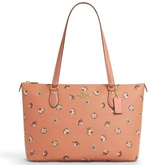 City Tote In Signature Canvas With Heart Cherry Print (Light Khaki