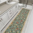 thumbnail image 6 of Ottomanson Extra Long Runner Rug 2'7" x 49' – Non-Slip Low Pile Hallway Carpet, Floral Seafoam Green, 6 of 7