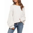 thumbnail image 3 of Women'S Oversized Crewneck Sweater Batwing Puff Long Sleeve Cable Slouchy Pullover Jumper Tops, 3 of 6