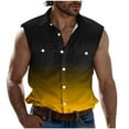 thumbnail image 2 of Blczomt Mens Big and Tall Tank Tops Button Down Casual Gradient Shirt with Pockets Collared Summer Yellow Tank Tops, 2 of 5