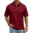 thumbnail image 2 of Dwelliawo Mens Dri-Mesh Polo Shirt Solid Color Fit Breathable Golf Shirt Workwear T Shirt Red L, 2 of 5
