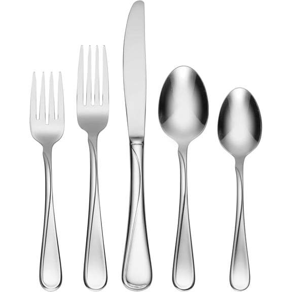 65 Piece Everyday Flatware, Service for 12, 18/0 Stainless Steel, Silverware Set, Dishwasher Safe