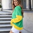 thumbnail image 4 of Women Color Block Pullover V Notch Crew Neck Sweatshirt Raglan Long Sleeve Sweatshirts Contrast Side Pocket M, 4 of 4