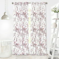 Woven Trends Floral Semi Sheer Floral Curtains for Living Room and Bedroom, Shabby Chic Curtains and Botanical Light Filtering Curtains, 2 Panels Set, 52" x 63", Light Pink