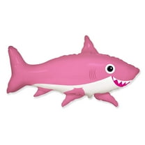 42 inch Friendly Shark - Magenta Foil Mylar Balloon - Party Supplies Decorations