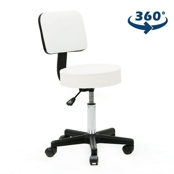 Tenozek Bar Stool with Adjustable Height & 360-Degree Swivel Salon Stool Chairs with PU Leather Seat & Backrest White